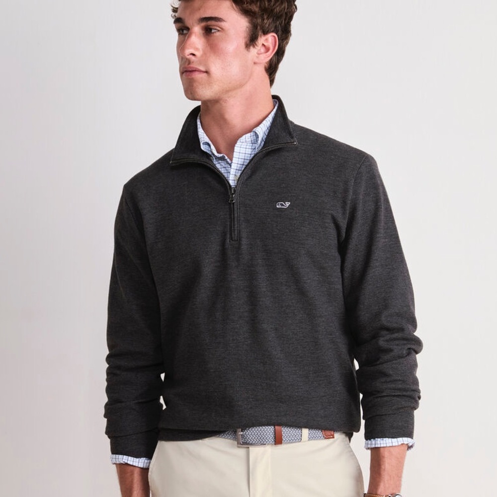 Men’s Vineyard Vines Saltwater 1/4 Zip in Charcoal Grey